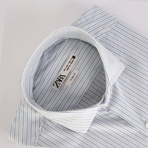 ZR White & Blue M Stripes Shirt